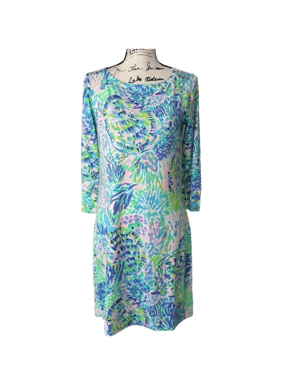 Lilly Pulitzer Women Size S Sophie Dress Shell of A Party Blue Green Pink Turtle